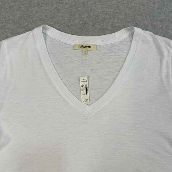 Madewell Slub Pima Cotton Jersey Perfect V-Neck Tee WMNS M White Short Sleeves - Picture 4 of 10